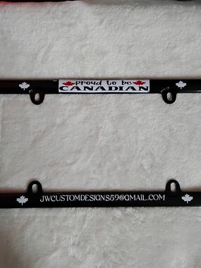 Licence Plate Frame Created for Personalized Preference "Proud To Be Canadian"